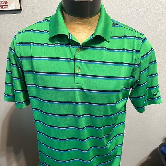 Nike DriFit Tour Performance Short Sleeve Striped Polo - Picture 1 of 5